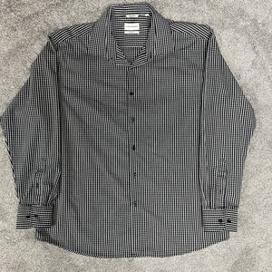 Lucky Brand Button Down Shirt Mens XL Black White Excellent Stretch Gingham